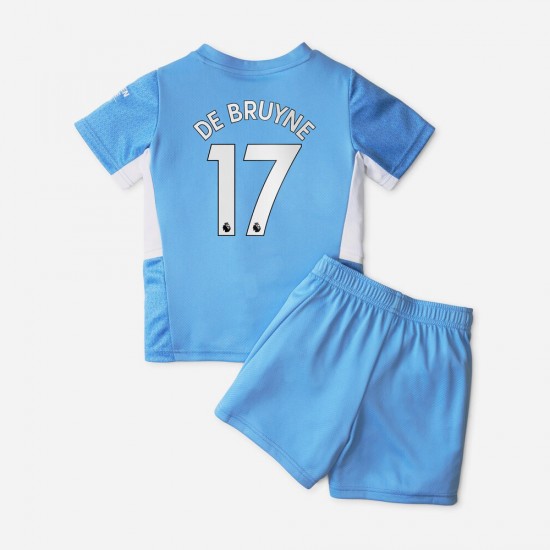 Camisola Manchester City Kevin De Bruyne 17 Criança Equipamento Primeiro 2021-2022 Manga Curta